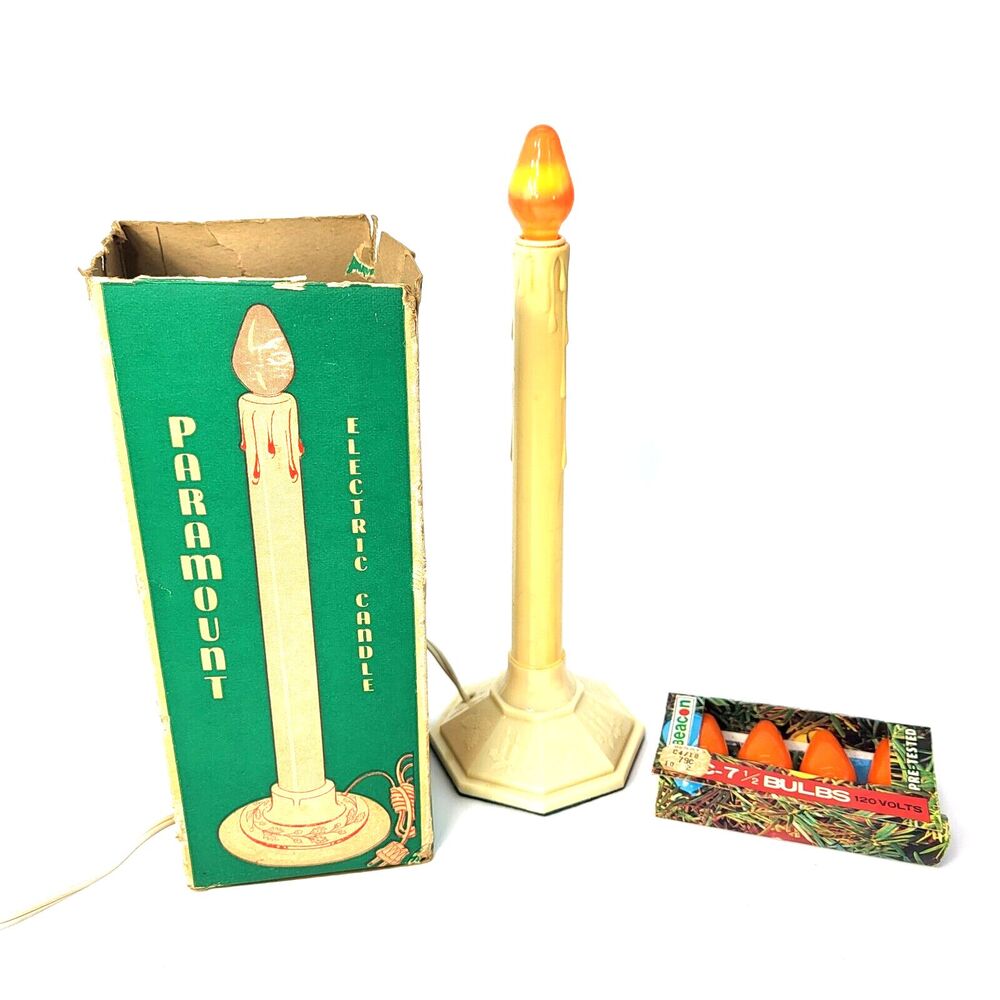 Vintage Paramount Christmas Window Sill Electric Plastic Wax Drip Single Candle